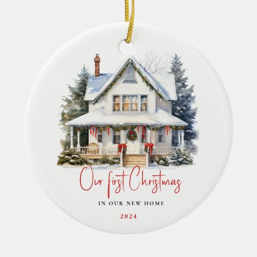 Waterverf Eerste Home Kerst Keepsake Ornament (Voorkant)