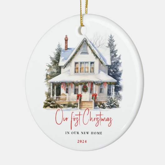 Waterverf Eerste Home Kerst Keepsake Ornament (Links)