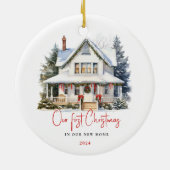 Waterverf Eerste Home Kerst Keepsake Ornament (Achterkant)