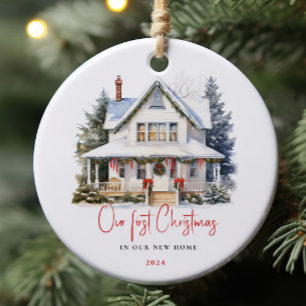 Waterverf Eerste Home Kerst Keepsake Ornament