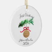 Waterverf Eerste Kerstboom Vrolijk en stralend Keramisch Ornament (Rechts)