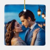 Waterverf Eerste Kerstdag meneer en mevrouw Foto Keramisch Ornament (Achterkant)