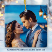 Waterverf Eerste Kerstdag meneer en mevrouw Foto Keramisch Ornament