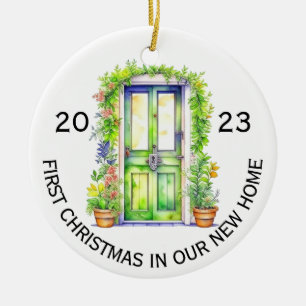 Waterverf eerste Kerstmis in nieuw Huis Keramisch Ornament