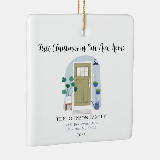 Waterverf Eerste Kerstmis in Ons Nieuwe Huis Keramisch Ornament (Rechts)