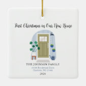 Waterverf Eerste Kerstmis in Ons Nieuwe Huis Keramisch Ornament (Achterkant)