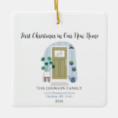 Waterverf Eerste Kerstmis in Ons Nieuwe Huis Keramisch Ornament (Voorkant)