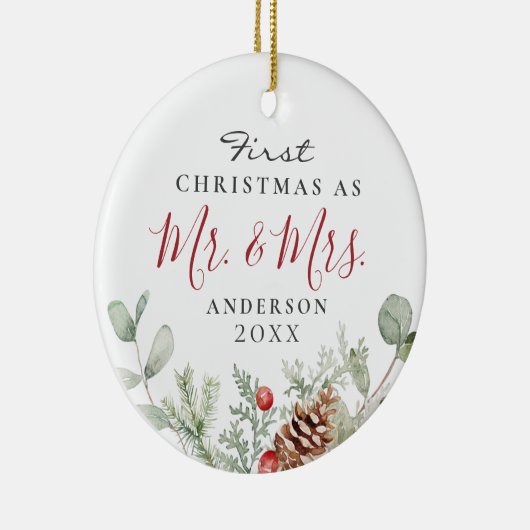 Waterverf Eerste Kerstmis Mr. + mevrouw Ornament (Rechts)