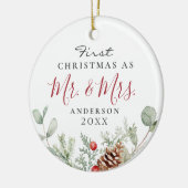 Waterverf Eerste Kerstmis Mr. + mevrouw Ornament (Links)