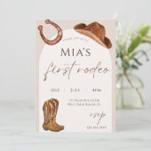 Waterverf Eerste Rodeo 1e verjaardag Kaart (Staand voorkant)