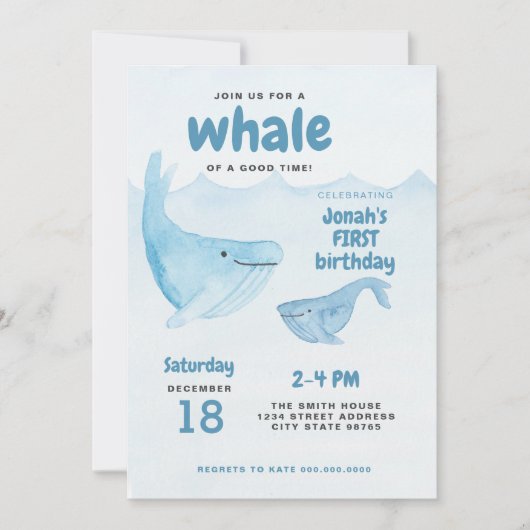 Waterverf eerste uitnodiging voor geboorte (Voorkant)