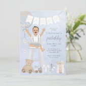 Waterverf eerste verjaardag Baby in kinderstoel Kaart (Staand voorkant)