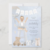 Waterverf eerste verjaardag Baby in kinderstoel Kaart (Voorkant)