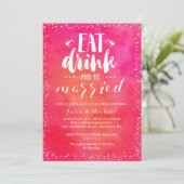 Waterverf Eet Drink & Be Married Paar Douche Kaart (Staand voorkant)