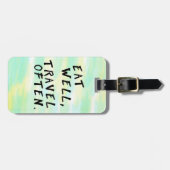 Waterverf "Eet goed, reis vaak" Bagagelabel (Voorkant horizontaal)