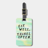 Waterverf "Eet goed, reis vaak" Bagagelabel (Voorkant verticaal)