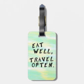 Waterverf "Eet goed, reis vaak" Bagagelabel (Achterkant verticaal)