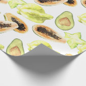 Waterverf Eetbaar Exotic Fruits Monogram Patroon Cadeaupapier (Hoek)