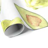 Waterverf Eetbaar Exotic Fruits Monogram Patroon Cadeaupapier (Rol Hoek)