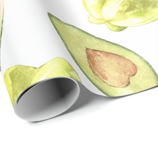 Waterverf Eetbaar Exotic Fruits Monogram Patroon Cadeaupapier (Rol Hoek)