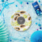 Waterverf Eetbaar Exotic Fruits Monogram Patroon Papieren Bordje (Feest)