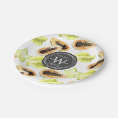 Waterverf Eetbaar Exotic Fruits Monogram Patroon Papieren Bordje (Gekanteld)