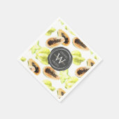 Waterverf Eetbaar Exotic Fruits Monogram Patroon Servet (Hoek)