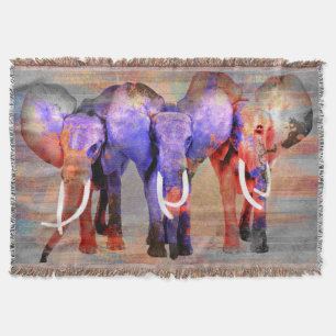 Waterverf-effect Elephant Digital Art Deken