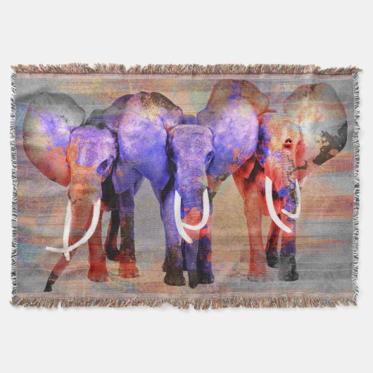 Waterverf-effect Elephant Digital Art Deken (Voorkant)