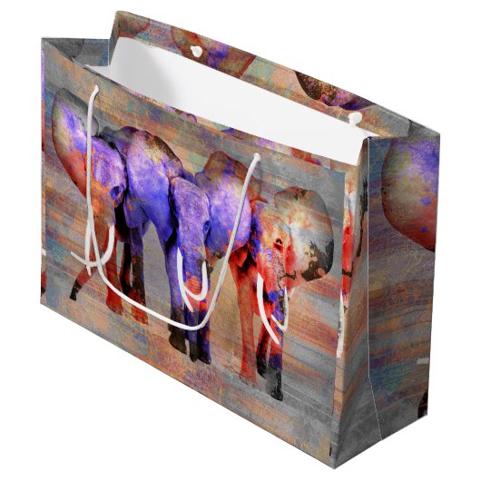 Waterverf-effect Elephant Digital Art Groot Cadeauzakje (Voorkant Gekanteld)