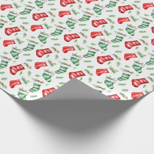 Waterverf effect Kerst Kousen Cadeaupapier (Hoek)