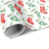 Waterverf effect Kerst Kousen Cadeaupapier (Rol Hoek)