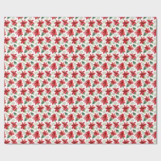 Waterverf effect Rode Poinsettia Cadeaupapier (Vlak)