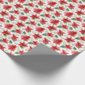 Waterverf effect Rode Poinsettia Cadeaupapier (Hoek)