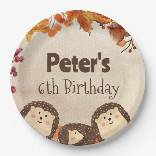 Waterverf egel Birthday Papieren Bordje (Voorkant)