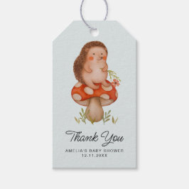 Waterverf Egel Blauw Baby shower Dank u Cadeaulabel