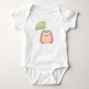 Waterverf egel cartoon met Bon bladeren Romper