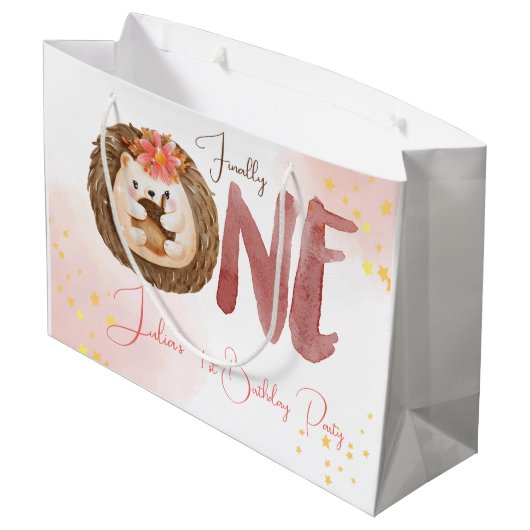 Waterverf Egel eerste verjaardag Groot Cadeauzakje (Achterkant Gekanteld)