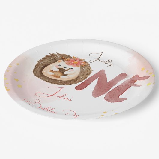 Waterverf Egel eerste verjaardag Papieren Bordje (Gekanteld)