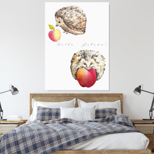 Waterverf egel- en appel-canvas tas notebooks canvas afdruk (Insitu (Slaapkamer))