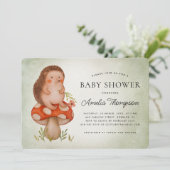Waterverf egel en champignongroen Baby shower Kaart (Staand voorkant)