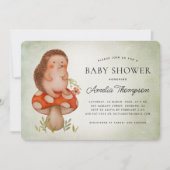 Waterverf egel en champignongroen Baby shower Kaart (Voorkant)