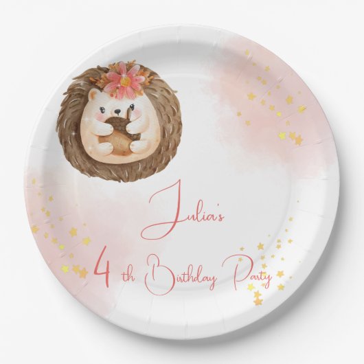 Waterverf egel Kinderen van Birthday Papieren Bordje (Voorkant)