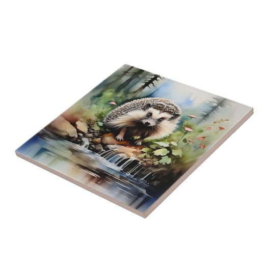 Waterverf egel tegeltje (Zijkant)