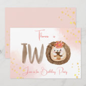Waterverf egel tweede 2e verjaardag Uitnodiging (Voorkant / Achterkant)