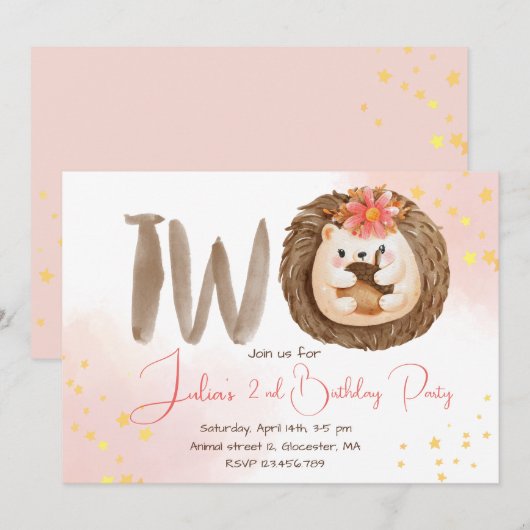 Waterverf egel tweede uitnodiging (Voorkant / Achterkant)