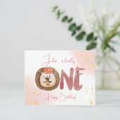 Waterverf egel voor eerste Happy Birthday Kaart (Staand voorkant)