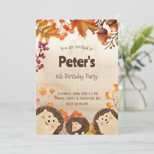 Waterverf egelg Birthday Party Invitation Kaart (Staand voorkant)