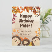 Waterverf egelg Happy Birthday Wenskaart Kaart (Staand voorkant)