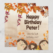 Waterverf egelg Happy Birthday Wenskaart Kaart (Voorkant / Achterkant)